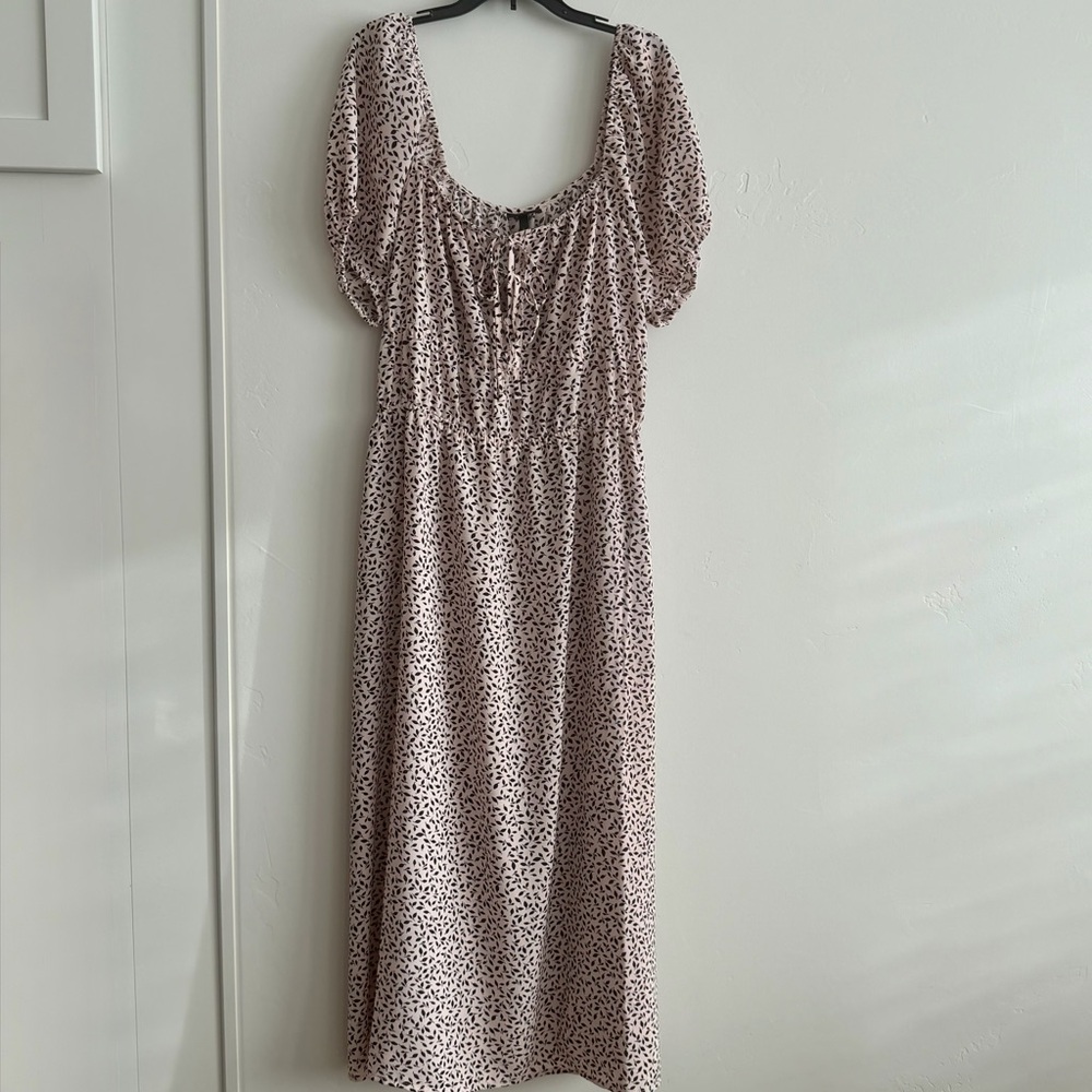 Blush Pink Maxi Dress - Puff Sleeves - Size Large
